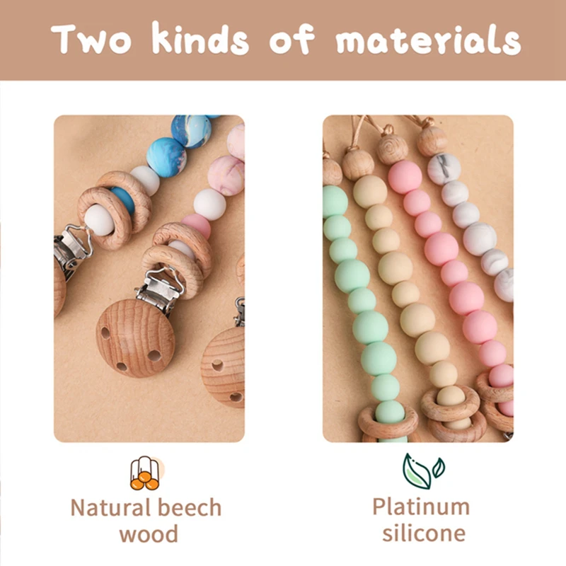 Baby Pacifier Chain Silicone Beads Baby Anti-drop Chain Infant Nipple Appease Soother Clips Dummy Holder Nipple Clip