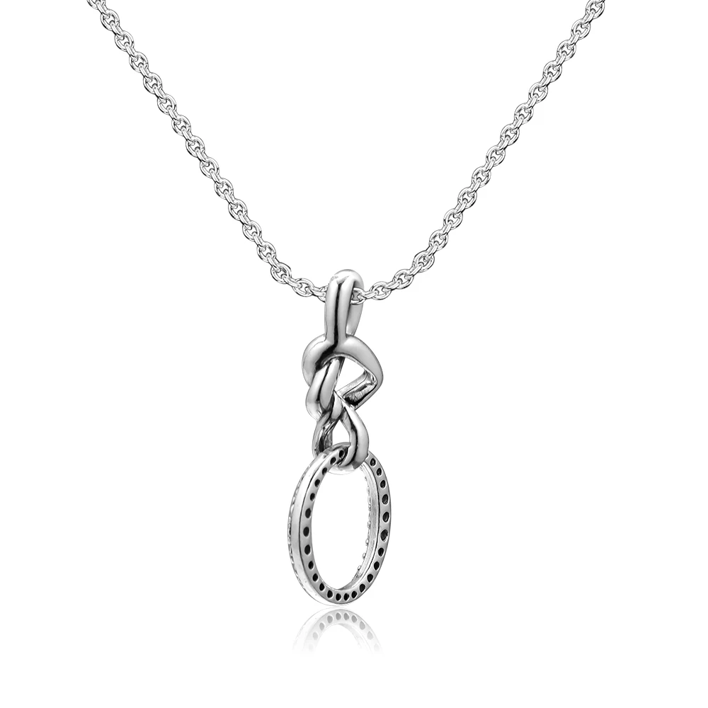 

Knotted Heart Necklace Fits Original European Charms Sterling Silver Necklace For Woman DIY Fashion Jewelry