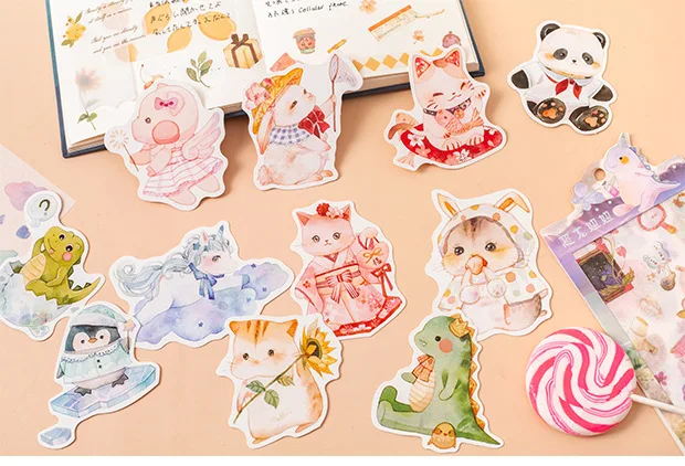 20 компл./лот Kawaii канцелярские наклейки бронзового цвета милое животное дневник декоративные Мобильный наклейки Скрапбукинг ручные поделки наклейки