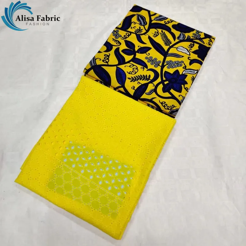 

Alisa 2019 Latest African Wax Fabric 3 yards African Wax Fabric Match 2 yards Swiss Voile Lace Fabric For Fashion big occasions