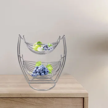 

2 Tier Fruit Basket Easy Clean Save Space Living Room Display Stand Removable Hollow Kitchen Organizer Food Storage Desktop Home
