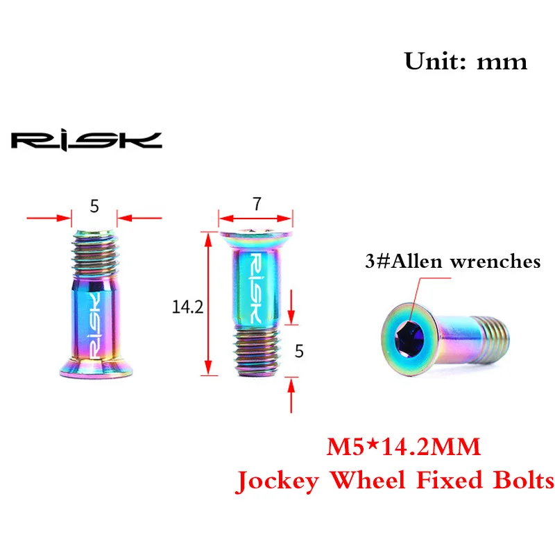 2Pcs Bicycle Rear Derailleur Jockey Wheel BoltsTC4 Titanium M5*14.2mm MTB Road Bike Guide Roller Fixed Bolts Screws 11T 16T New