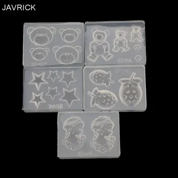 

5Pcs Small Size Cute Bear Strawberry Beauty Head Keychains Silicone Resin Mold