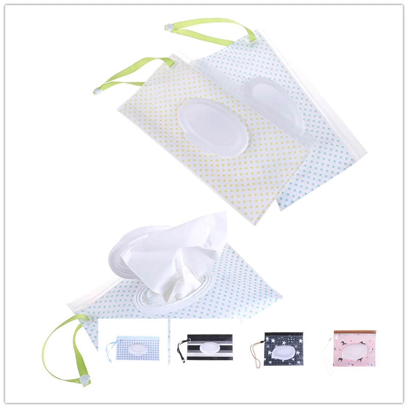 

Fashion Wipes Carrying Case Clutch and Clean Eco-friendly Wet Wipes Bag for Stroller Cosmetic Pouch with Easy-Carry Snap-Strap