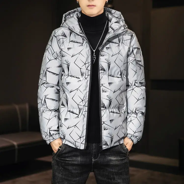 The geometric Invierno moda de los hombres otouno e Invierno casual bolsillos catida chaqueta de algodón casual estilo de trabajo chaqueta de - Цвет: The geometric