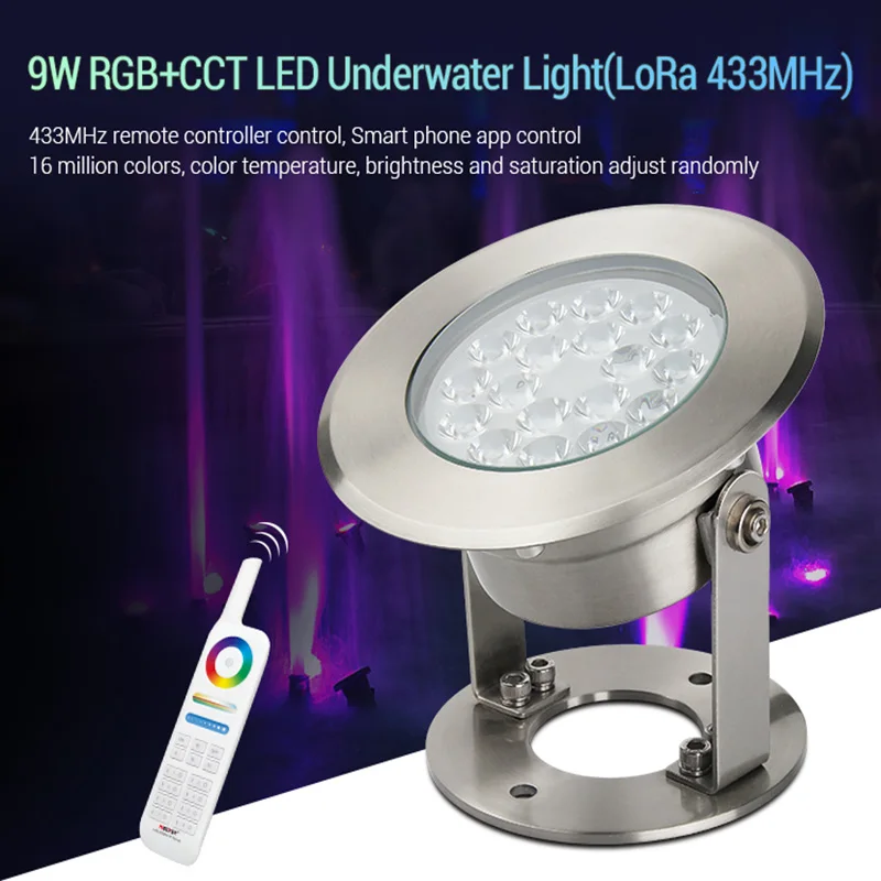Miboxer UW03 9W RGB+CCT LED Underwater Light (LoRa 433MHz) IP68 R433MHz Remote/APP/Third Party Voice Control Mi-Light