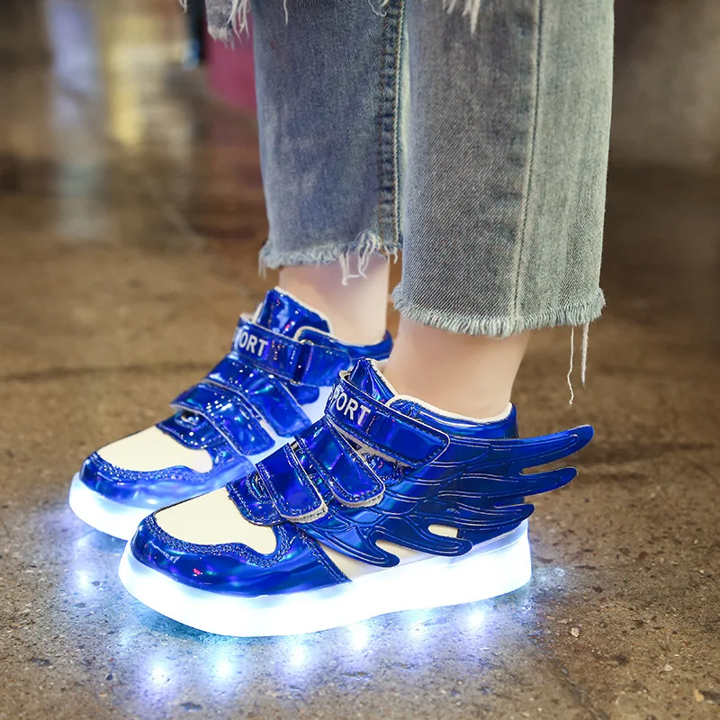 Zapatos con luces LED niños y zapatillas de deporte con alas brillantes con carga USB, tenis luminosos, 25 37|Zapatillas - AliExpress