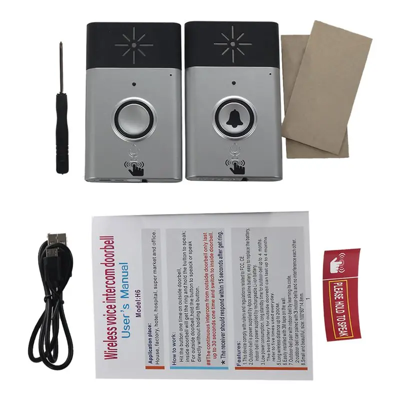 

ELEG-Wireless Doorbell With Speaker Voice Intercom 300M Distance