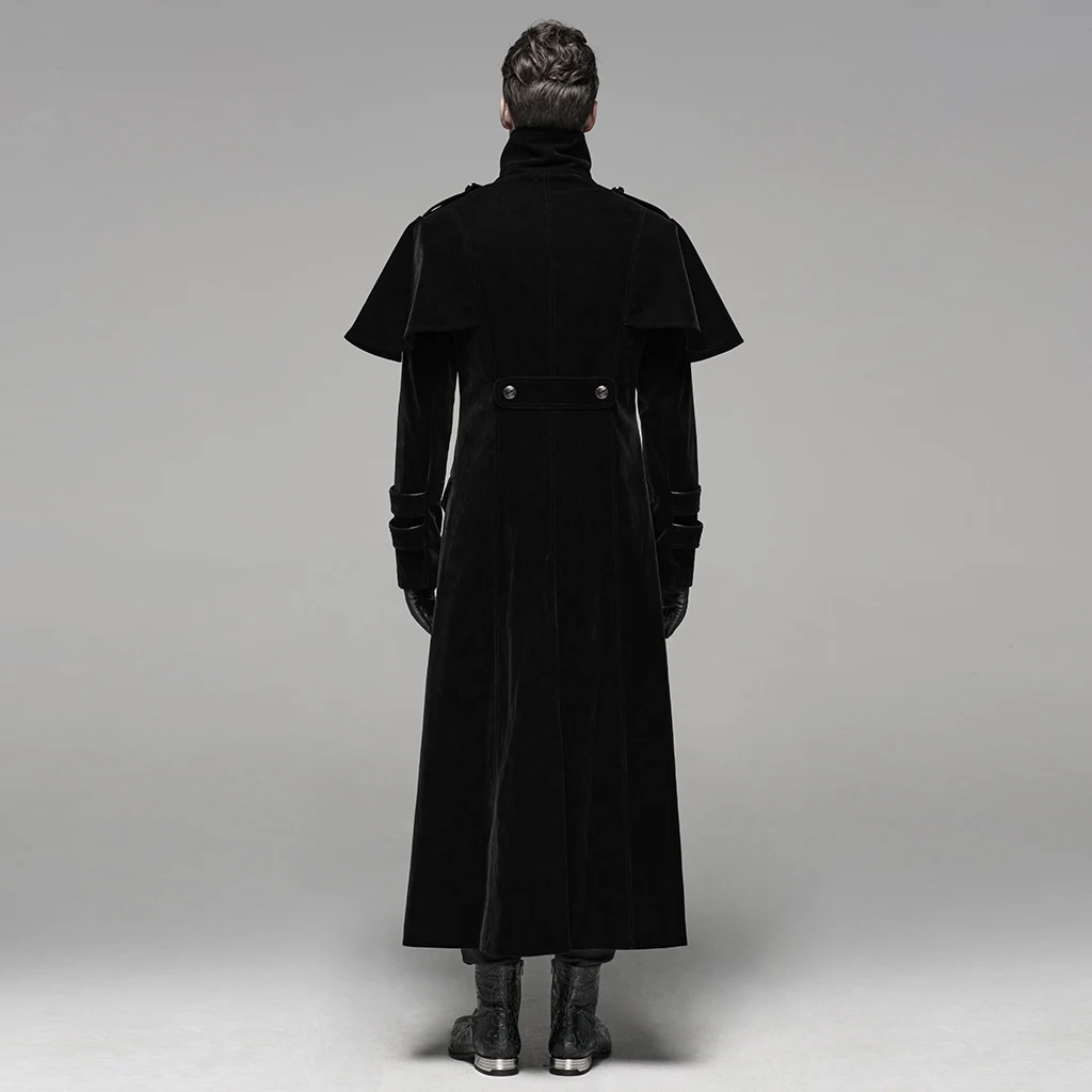 Панк Мода Вечерние Клубные Windcoat Вельветовая длинная куртка классическая черная военная форма не съемная мантия мужская куртка панк Рейв Y-1087
