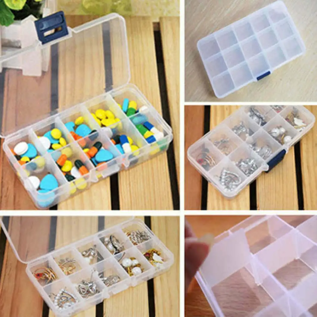 

Transparent Storage Box For Pills Baits Jewelry Buttons Plastic Plastic Organizer Multi-grids Compartment Storage Case with Lid