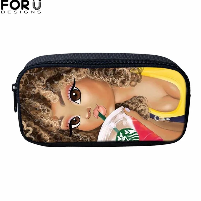 FORUDESIGNS/Детский рюкзак, школьные сумки для девочек, комплект для детей, черный рюкзак с принтом в африканском стиле для девочек - Цвет: Z5232K