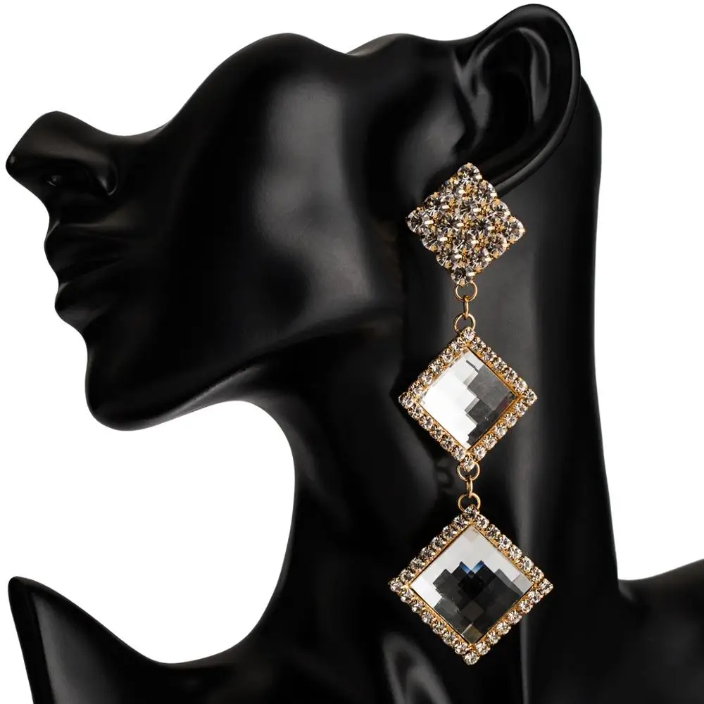 

Women Multi-layer Square Acrylic Drop Earrings M0898