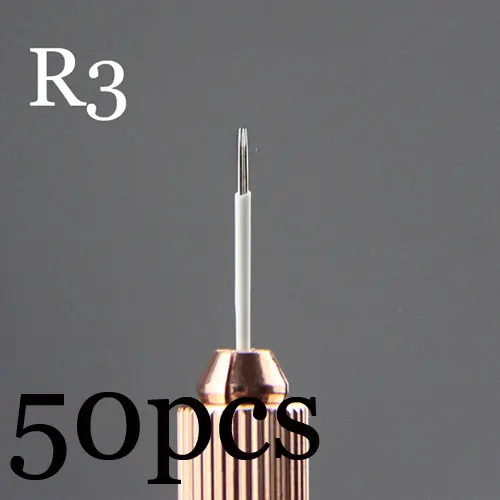 R3 50pcs 50p 3R 5R 7R 9R 17R 19R 21R иглы для татуажа полуперманентный макияж микроблейдинг лезвие ручная ручка тумана иглы аксессуары для татуажа поставка - Габаритные размеры: R3 50pcs