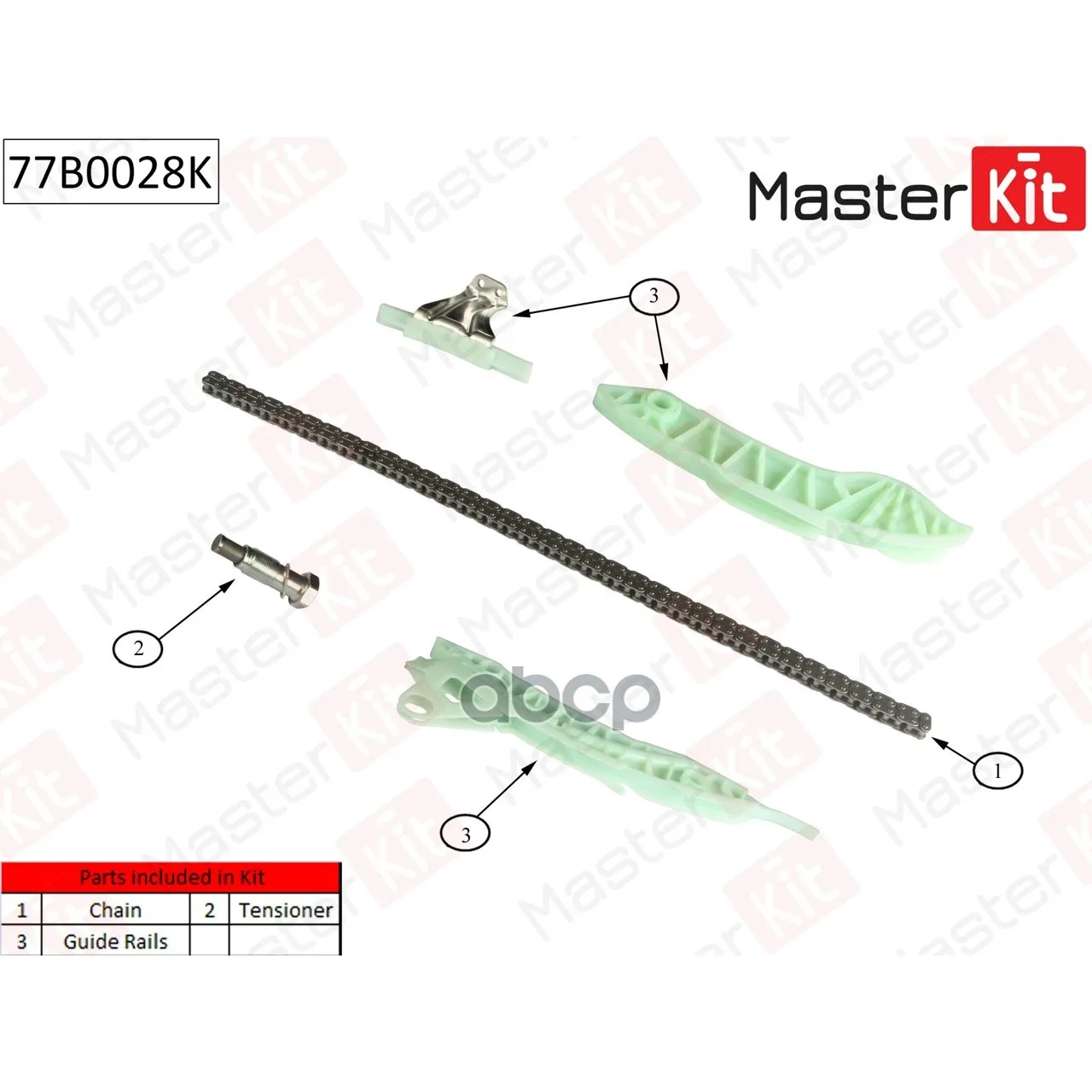 Комплект Цепи Грм Citroen/Peugeot:1.4 Vti Ep6c- 1 6 Vt Без Звездочек MasterKit арт. 77B0028K