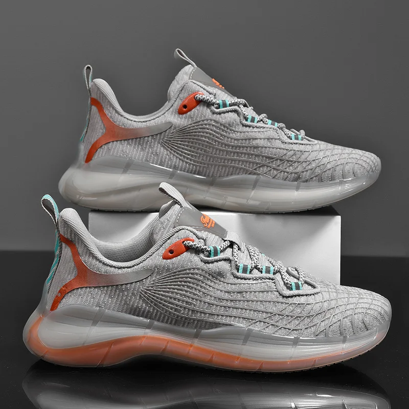 

New Men's Sneakers Breathable Running Shoes Personality Vamp Reflective Design Outdoor Antiskid Damping Jogging Shoes Zapatillas
