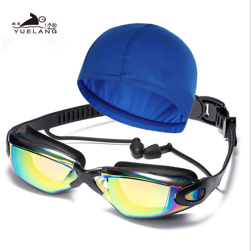 Bathing cap Очки для плавания шапочка для купания унисекс затычки для ушей покрытие водонепроницаемые противотуманные очки для взрослых профессиональные очки для плавания анти-УФ - Цвет: Bathing cap