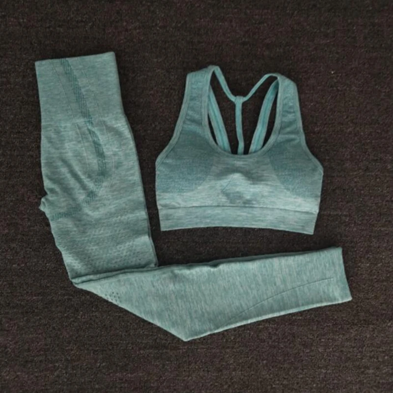 Новый Бесшовный комплект из 2 предметов для йоги женская одежда спортзала