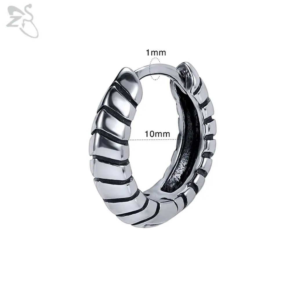 Style 4 ZS 2pcs/lot 316L Stainless Steel Hoop Earrings For Men Women Kpop HipHop Earring Gothic Punk Rock Circle Earring Vintage Jewelry - Окраска металла: Style 4