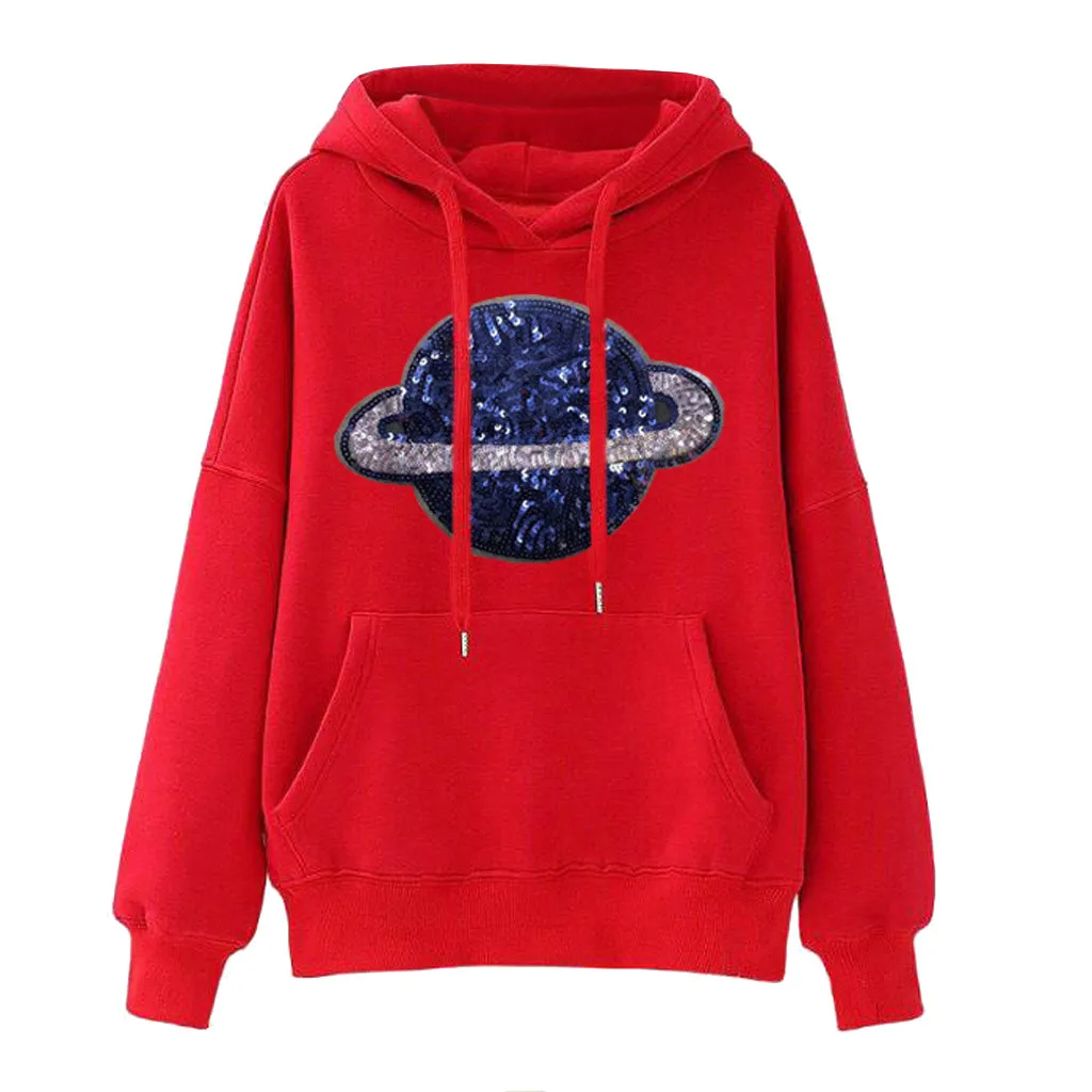 Jaycosin Fashion Autumn Women Loose Planet Hoodie Pocket Sweatshirt Stylish Long Sleeve Comfortable Casual Pullover Top 107#10