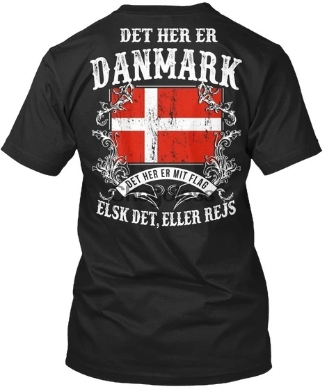Футболка унисекс Det Her Er Danmark ет Дания Elsk Eller Rejs с флагом|Футболки| |