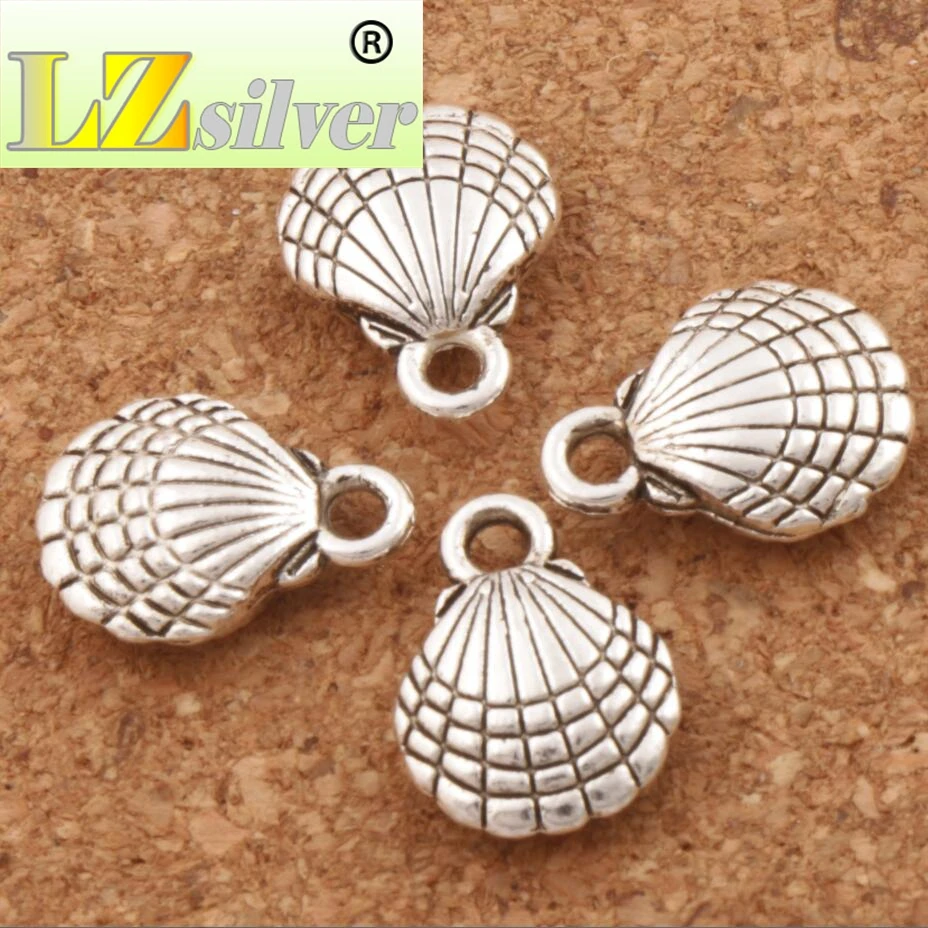 Shell Charm Beads 13.1x10mm 200pcs zinc alloy Pendants Jewelry DIY L1175
