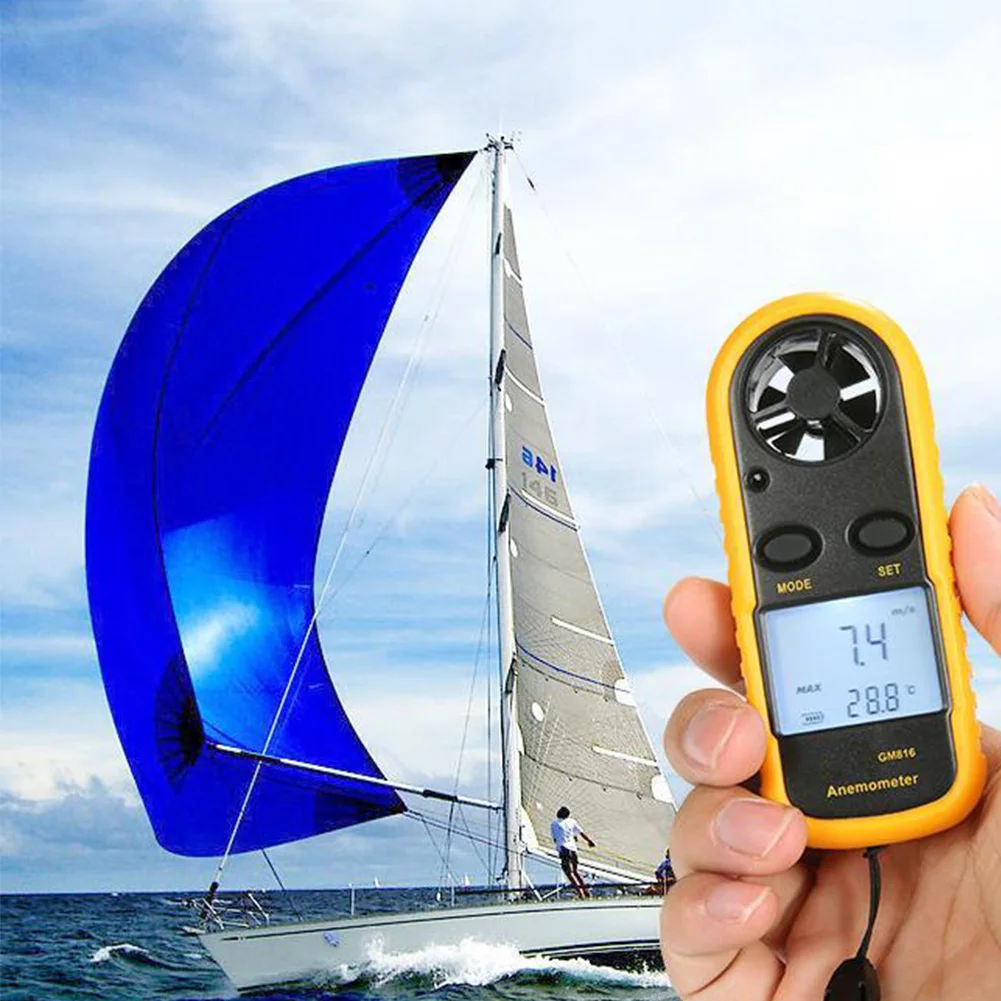 GM816 Anemometer Thermometer Wind Speed ABS LCD Display Neck Strap Measurement Mini Digital Air Flow Temperature Tester Pocket