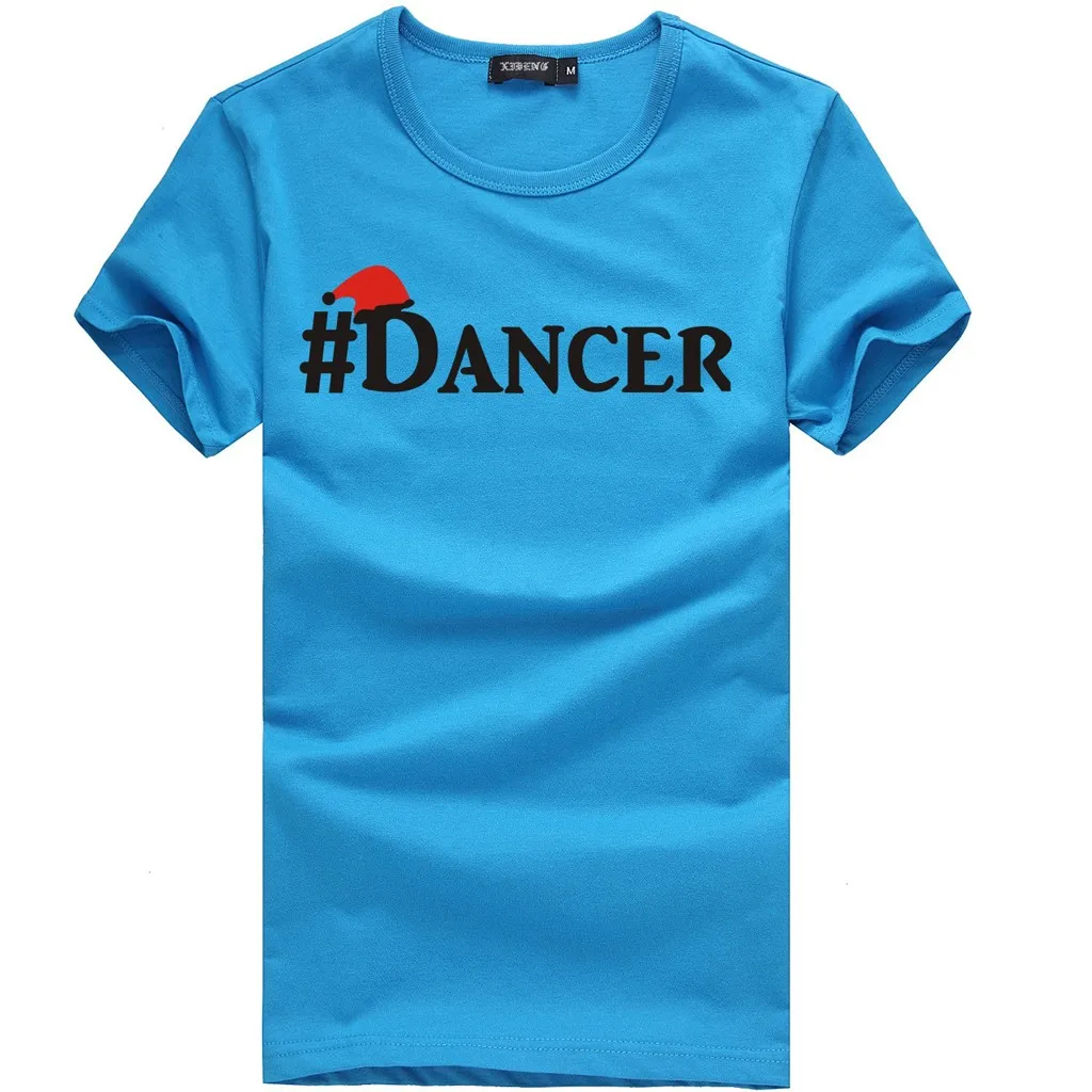Feitong T-Shirt s, мужские вечерние повседневные футболки с надписью DANSER, Рождественская футболка с круглым вырезом и коротким рукавом, футболка, Мужская футболка