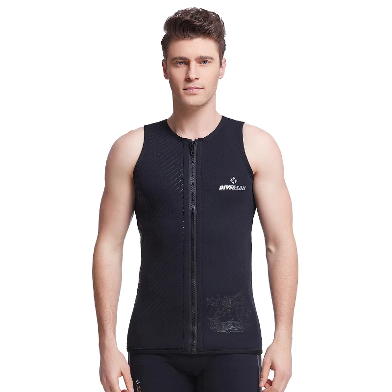 

DIVE&SAIL Men Scuba Dive Vest Wetsuit 3mm Neoprene Inside Front Zipper Keep Warm Sleeveless Jacket Tops for Snorkeling Swimming