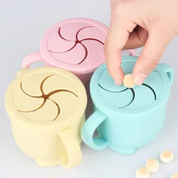 Boîte de rangement des aliments en Silicone sans BPA pour enfants, tasse de collation pour bébé, couleur unie, conteneur de collations portables pour enfants avec couvercle 