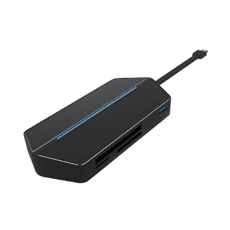 Basix USB C концентратор к адаптер HDMI VGA Thunderbolt 3 док-станция с PD SD TF кард-ридер 3,5 мм Слот для MacBook Pro type C Usb 3,0 концентратор - Цвет: black