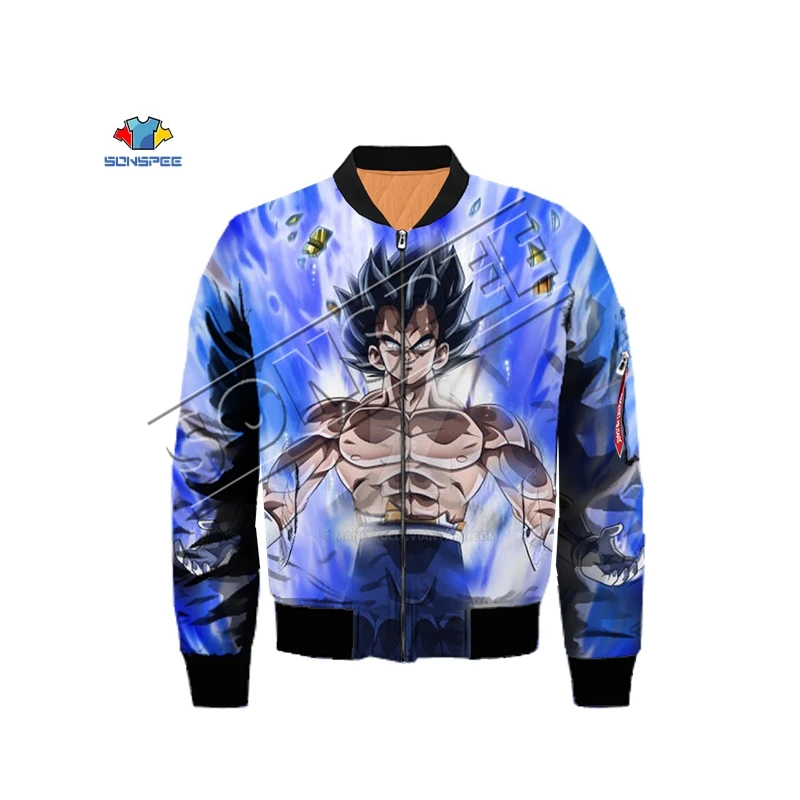 3D печать Dragon Ball Летающая куртка, Мужская зимняя теплая куртка-Авиатор, мотоциклетная куртка, бейсбольная куртка, хоккейная куртка