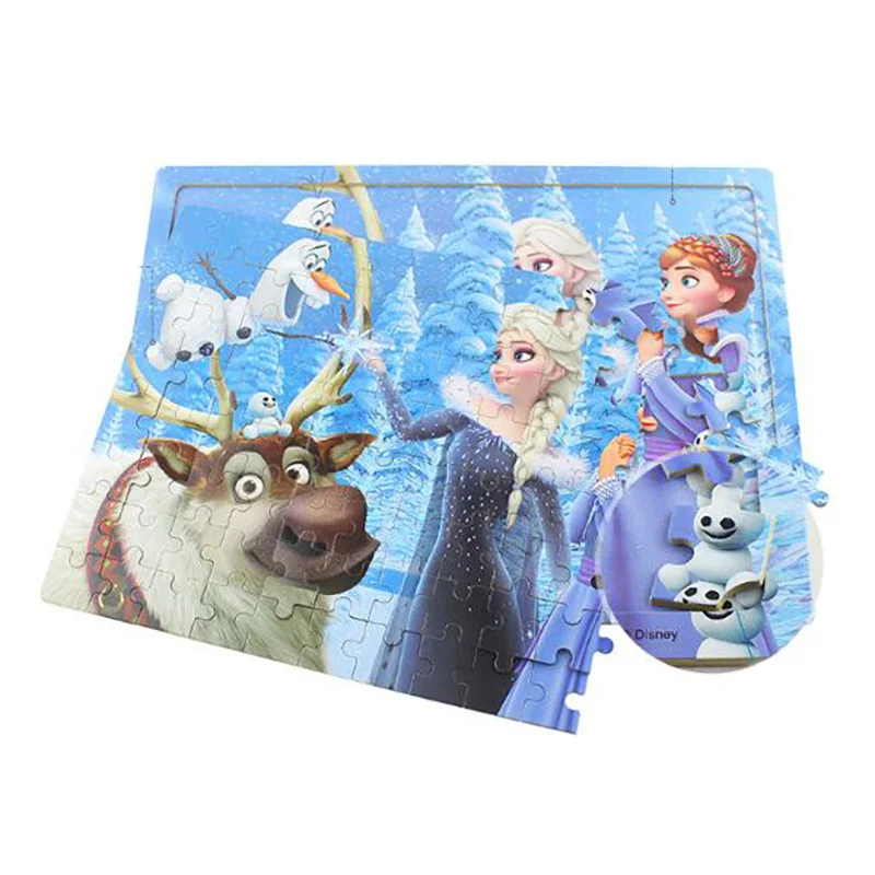 

Mickey Frozen Puzzle for baby 96 Slice Jigsaw Puzzle toy kids Wooden frame cjildren development Intellectual with box TGB018