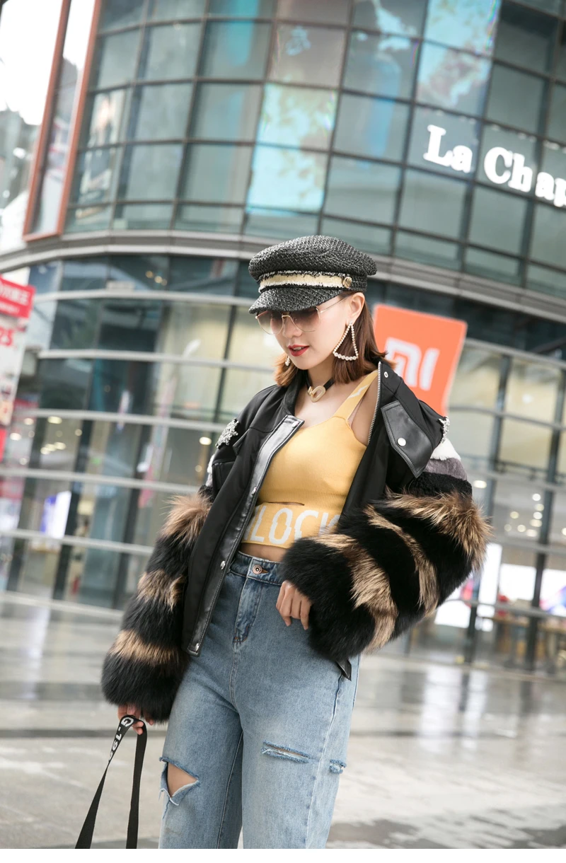 Пальто из натуральной кожи Highstreet Star с отделкой бисером и манжетами из натурального Лисьего меха, Женское пальто из овчины на осень и зиму, повседневная верхняя одежда