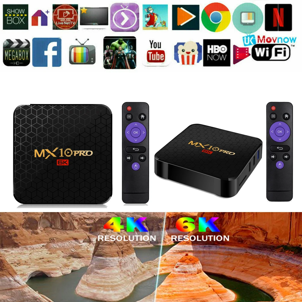 Android 9,0 Smart tv BOX RK3328 4GB+ 32 GB/64 GB 6K Wifi медиаплеер верхняя коробка