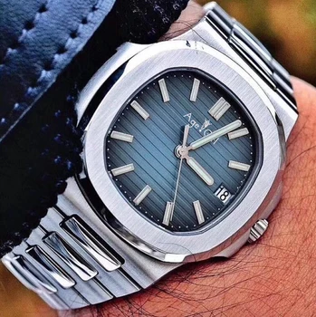 

Luxury Brand New Automatic Mechanical Men Watch Sapphire Transparent Black Blue Dial Glide Sooth Second Luminous Watches AAA+