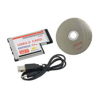 

Express USB 3.0 PCMCIA 2 Ports Card Adapter Transfer rate up to 5Gbps 1.5/12/480Mbps Silver Color 54mm