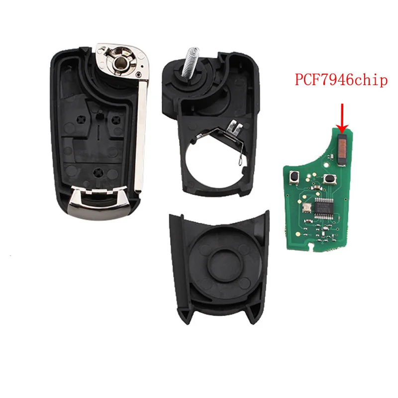 433 МГц 2 кнопки Замена дистанционного Портативный Автомобильный ключ Заготовка ключа с передатчиком пульт сигнализации с 7946 чипом для Opel Corsa D 2007-2012