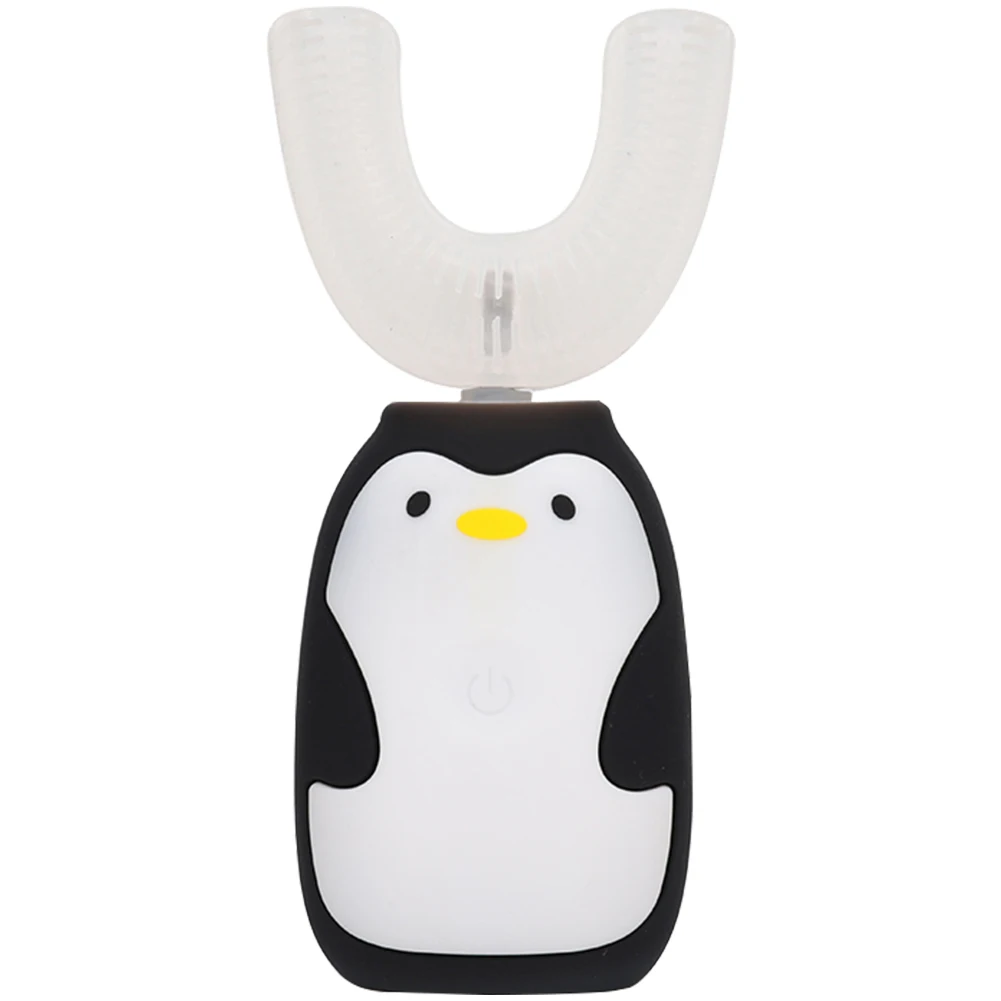 Black 7 to 12 Years Wireless Charging Silicone All-Round Cleaning Gingival U-shaped Cartoon Sonic Kids Electric Toothbrush Teeth Care 360 Degrees - Цвет: Black 7 to 12 Years