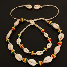 Приграничные аксессуары стиль плетёный браслет ручной работы Красочные Бусины из ракушек кулон Европа и Америка популярный пляжный ножной браслет Wh