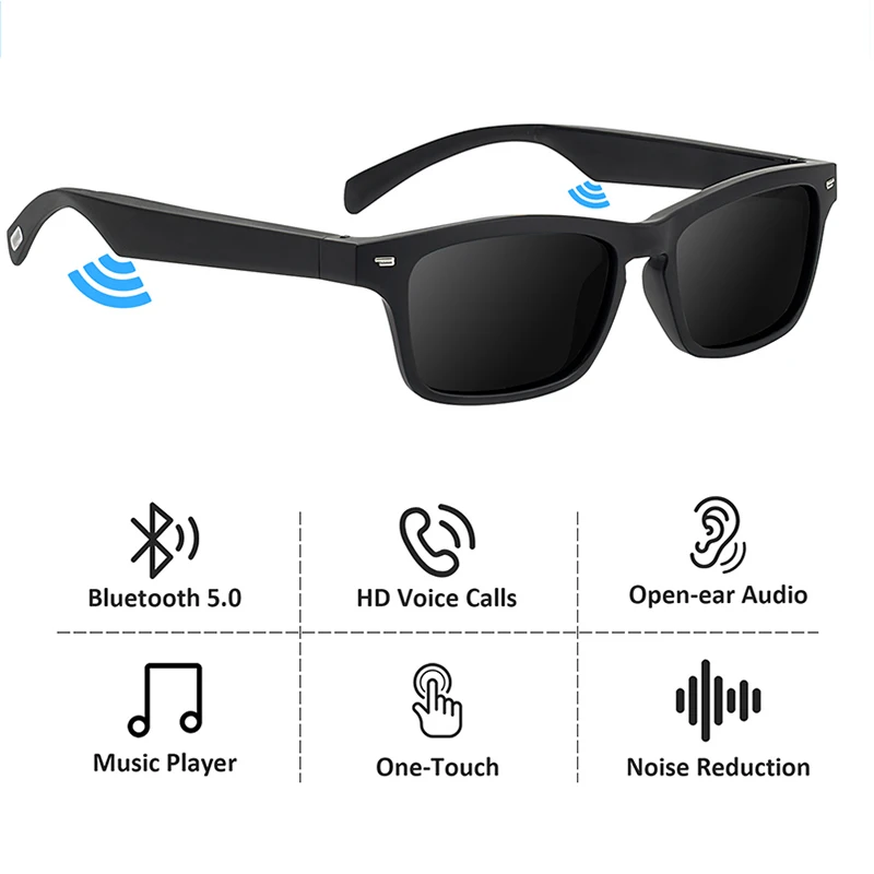 High Tech Smart Sunglasses Wireless Bluetooth Hands-Free Calling Music Voice Control Open Ear Speaker for Gaming Meeting Driving - ANKUX Tech Co., Ltd