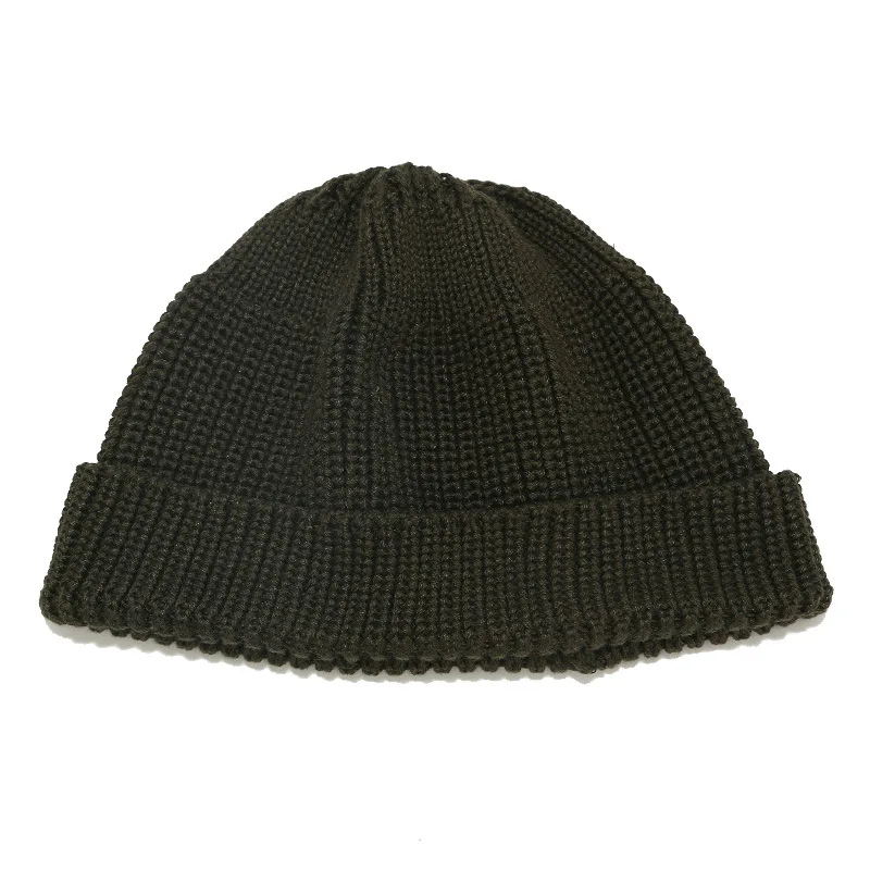 Осенне-зимняя новая Стильная однотонная шляпа вязанные шапочки Skullies cap beanie hat для мужчин и женщин 01 - Цвет: Армейский зеленый