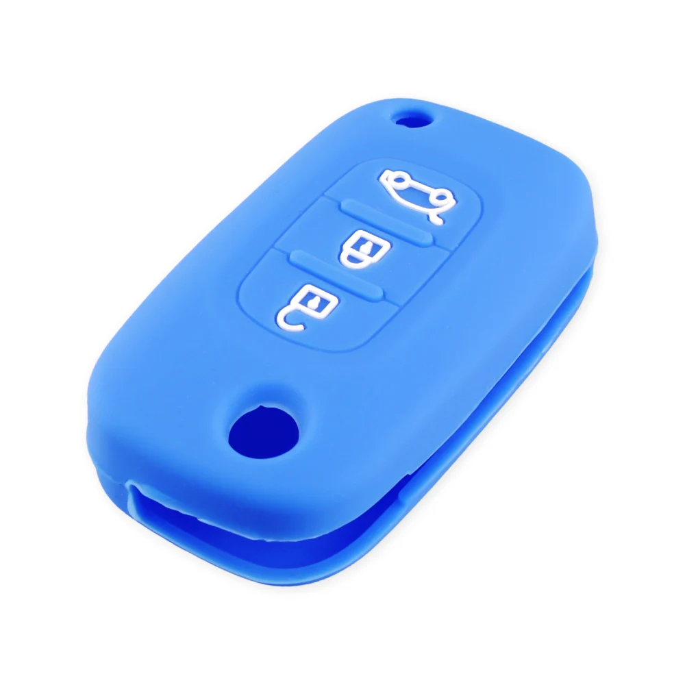 KEYYOU 20 шт 3 кнопки силиконовый резиновый чехол для ключей для LADA Vesta Granta XRay Калина приора седан Спорт для Renault - Название цвета: Синий