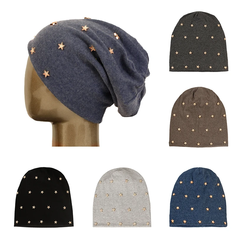 Women Ribbed Solid Autumn Winter Cotton Polyester Spring Beanie Warm High Quality Caps Knitted  Skullies Beanies Cap