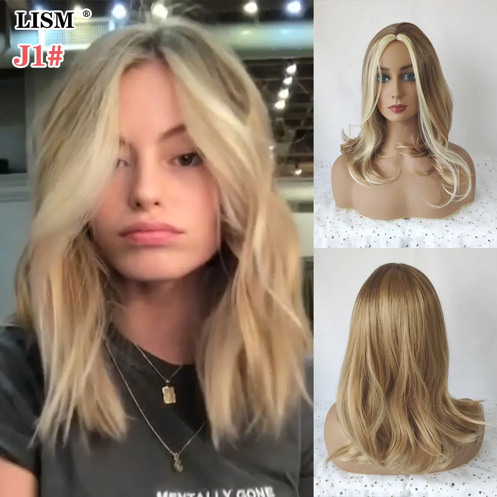 New Natural Long Blonde Synthetic Water Wave Wig Pelucas De Mujer Toupee Hair for Women Lolita Black/White/Brown Fashion Wigs