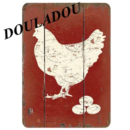 [Douladou] курица свежая тарелка «яйца» винтажная тисненая металлическая жестяная вывеска фермерский магазин сельскохозяйственные животные настенный домашний декор плакат 30*20 см