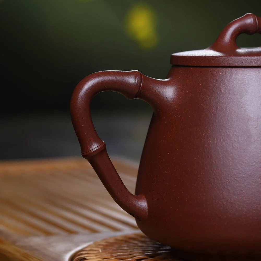 Yixing Clay Teapot Masters Entirely Handmade Bamboo Joint High Stone Scoop Pot Raw Ore Purple Clay Tea Pot Tea Set 240cc