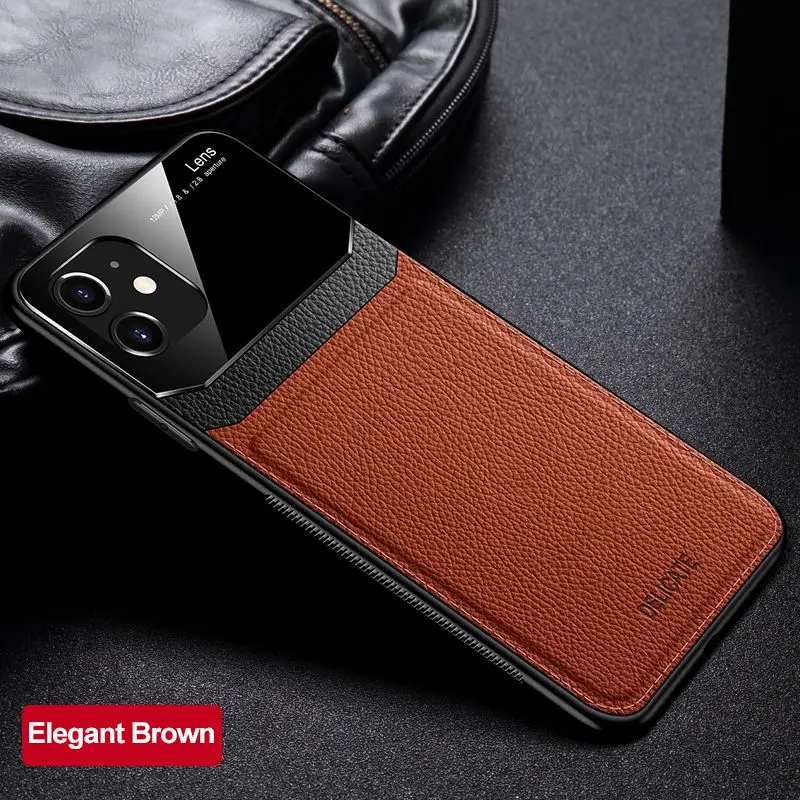 brown Кожаный чехол для Iphone X Xr, для Iphone 7, 8, 7 plus, 8 Plus, из искусственной кожи, анти-осенний чехол для Iphone Xs max, роскошный, 11 Pro, Max, зеркальный - Цвет: brown