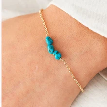 Модный женский браслет, ювелирное изделие, 3 бирюзы, ручная цепочка, золотой, серебряный цвет, аксессуары для рук для женщин