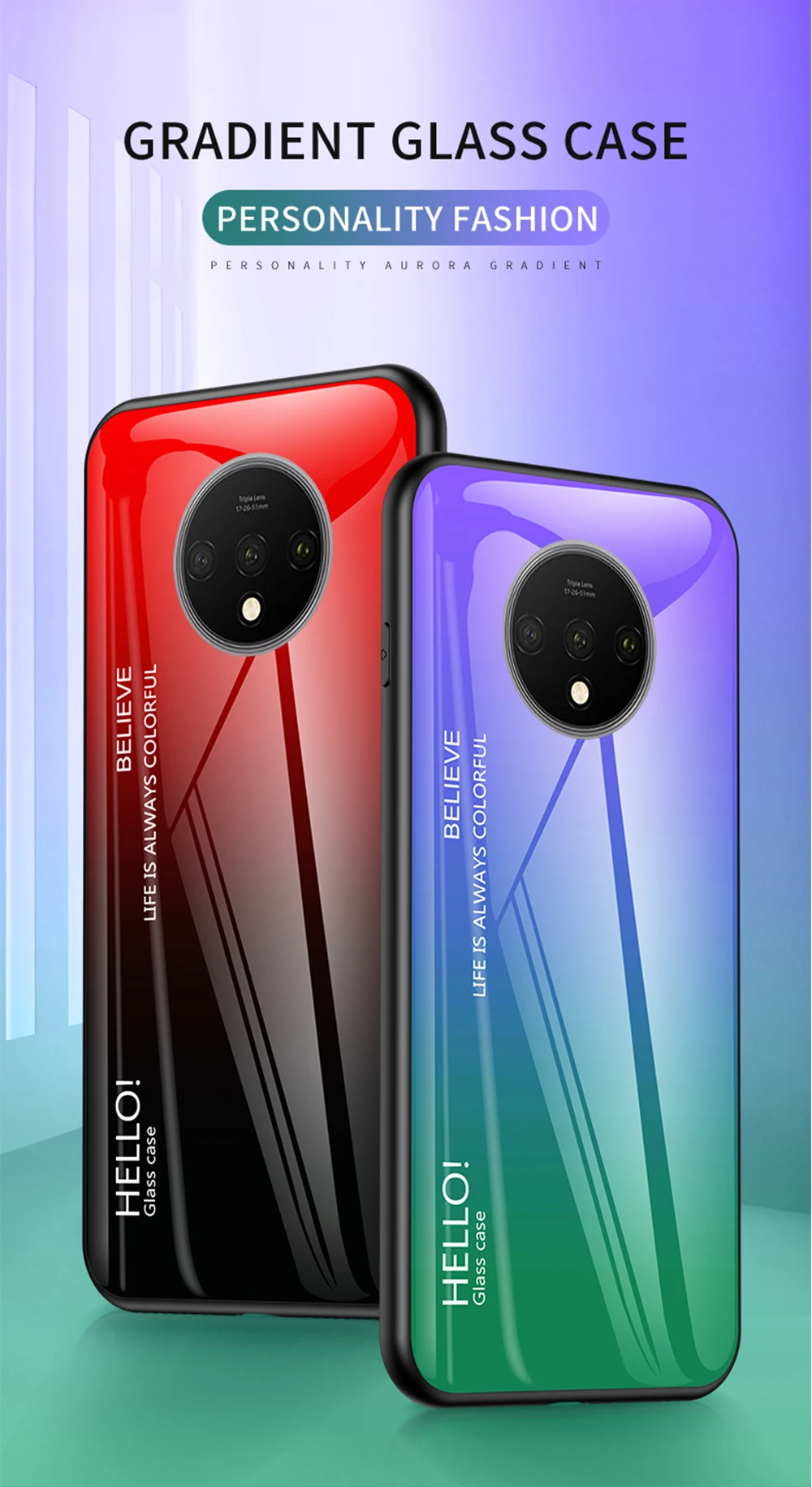 Модный градиентный стеклянный чехол для телефона Oneplus One Plus 1+ 7T чехол Полная защита бампер чехол для Oneplus7T чехол 6,55"