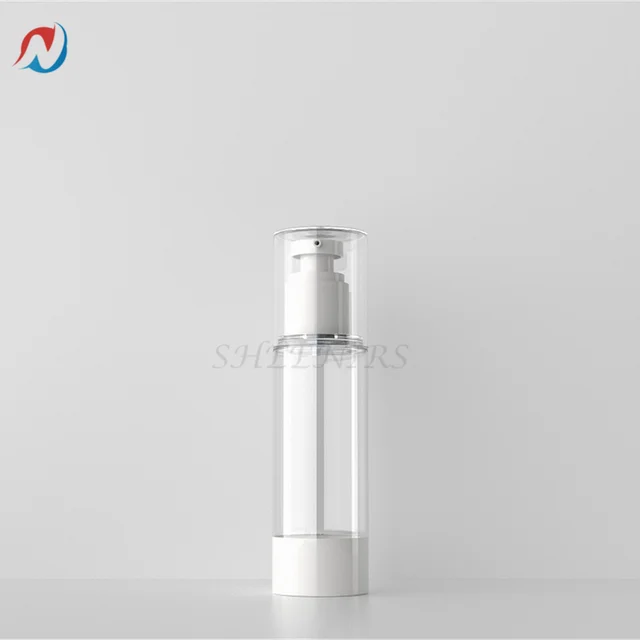 2pcs 15ml/30ml/50ml/80ml/100ml Airless Lotion Cream Pump Bottle Refillable Empty Clear Travel Containers Liquid Vacuum Press Jar 80ml